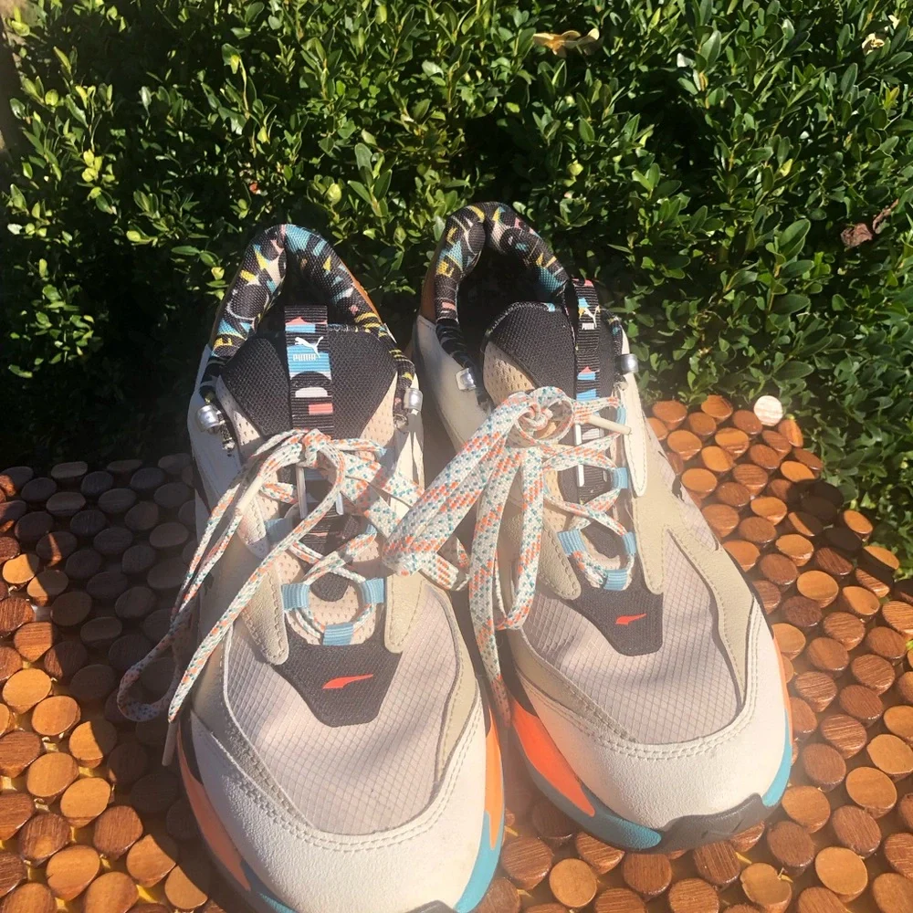Puma R/S-Fast Men’s Beige Orange Blue Multi-Accent Sneakers Size 10.5
